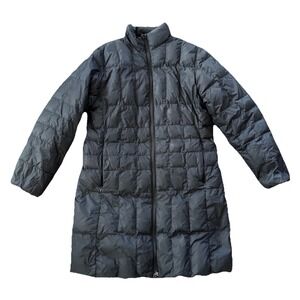Lands' End Womens Small Goose Down Long Puffer Coat Quilted Insulated Zip Winter